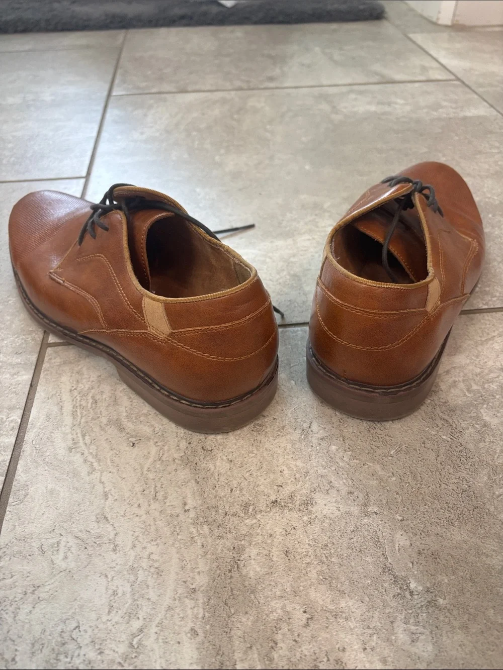 Brown oxford lace up style dress shoes